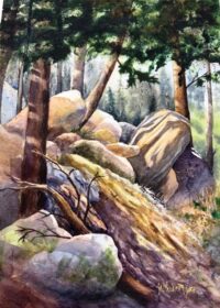 Sunlit Rocks-Watercolor by Michelle Myers