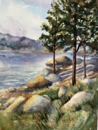 Lake Tahoe-Watercolor by Michelle Myers